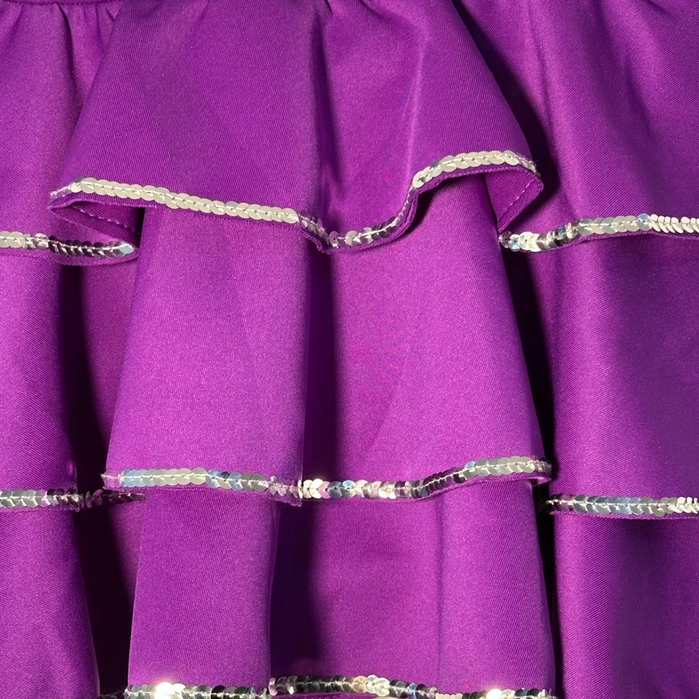 Weissman Purple Sequin Kids tiered dance dress Costume with small‎ flaw Size IC